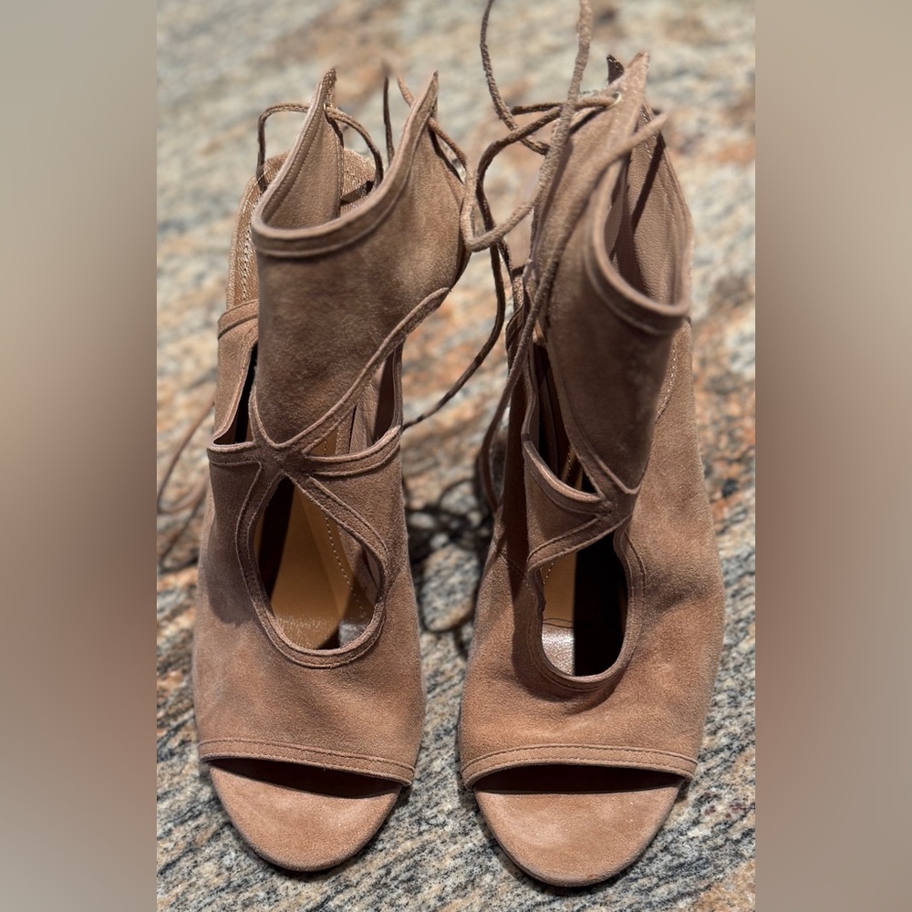 Aquazzura Brown Heeled Shoes with Strappy Design
